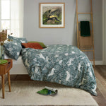 Woodland Folk Printed Cotton Rich Duvet Cover Set - Soft & Breathable Forest Bedding | Super King | Green
