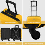 45x36x20cm Lightweight Underseat Cabin Carry On Suitcase - 100+ Airline Approved - Hard Shell Luggage - 4 Wheels | 45 x 36 x 20cm | Yellow & Black