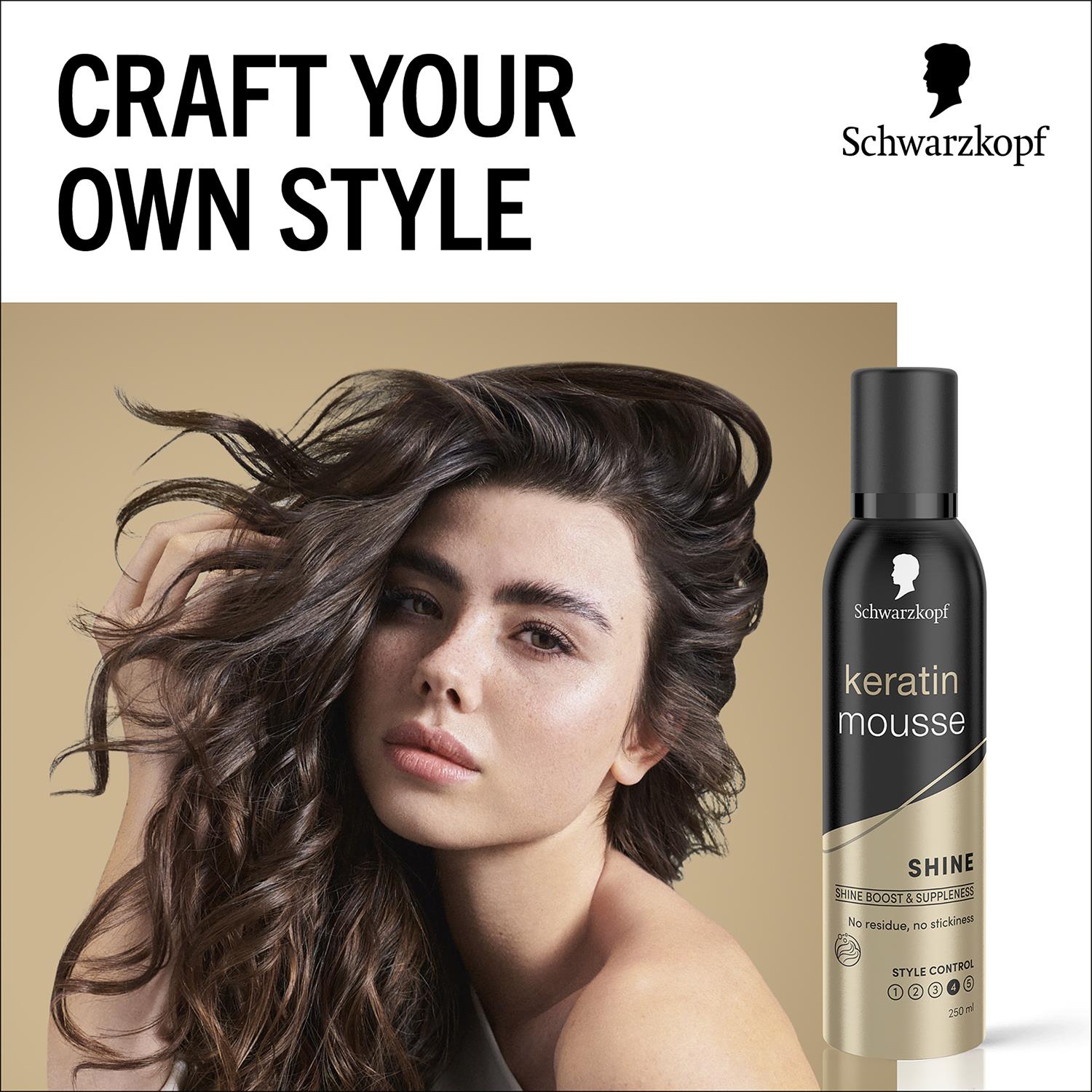 Keratin Mousse With 48h Extra Strong Hold For Hair Styling, 3x250ml