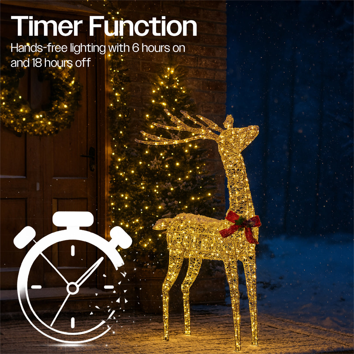 Xmas Haus 107cm Gold Rattan Led Christmas Holiday Festive Deer