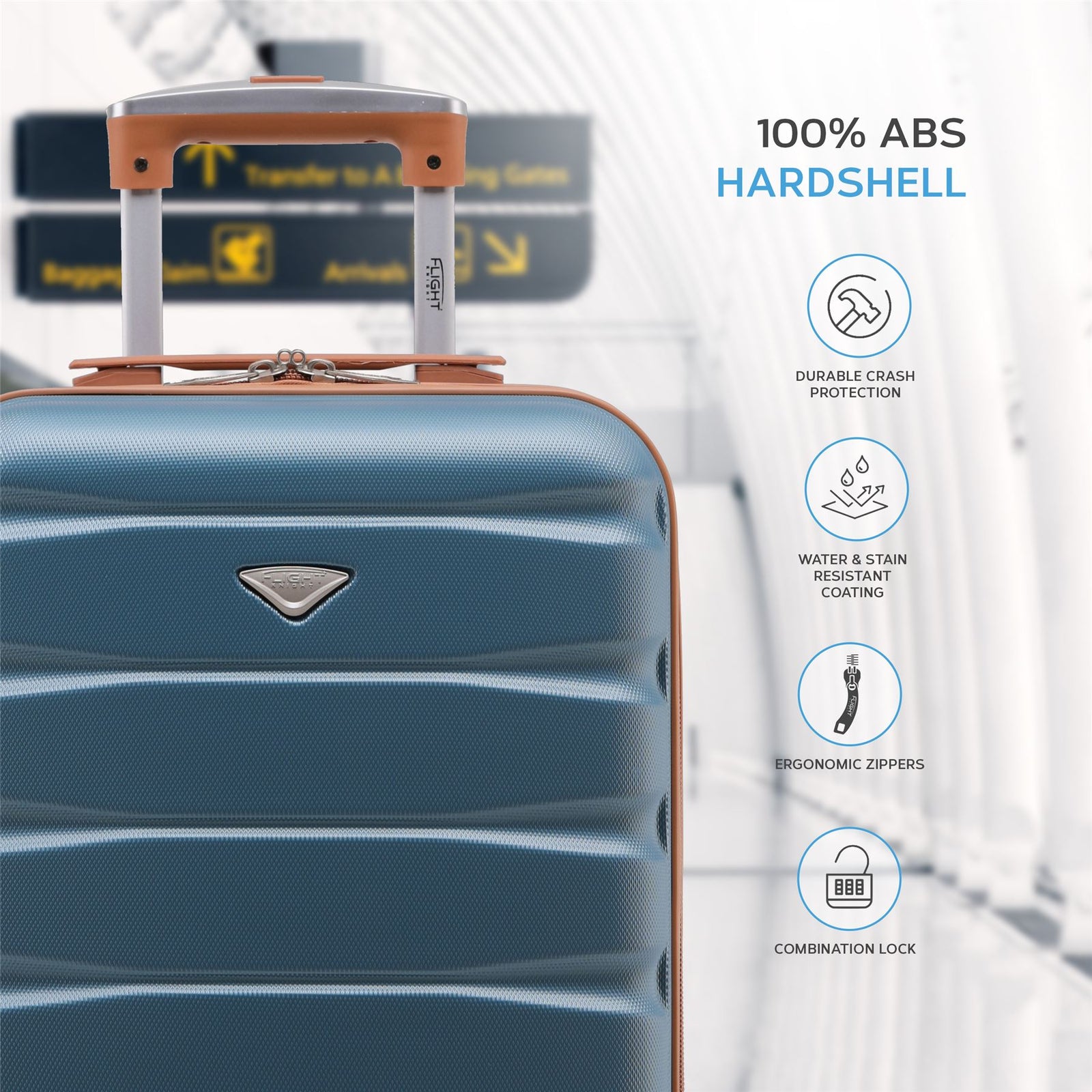 55x35x20cm Cabin Carry On Suitcase Hard Shell Overhead Luggage 100+ Airlines Approved | Cabin | Blue