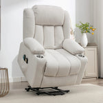 Lovell Electric Lift Assist Riser Recliner With Massage And Heat | Cream