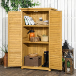 Wooden Garden Storage Shed, 3-tier Shelves Tool Cabinet