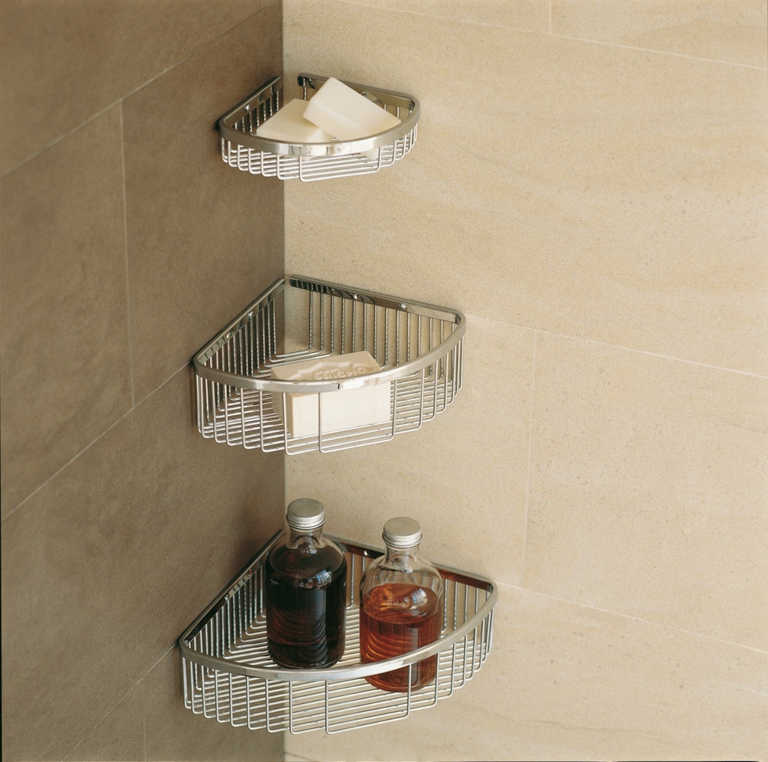 Corner Shower Caddy, 25cm, Chrome, Wall Mounted, Architect Collection