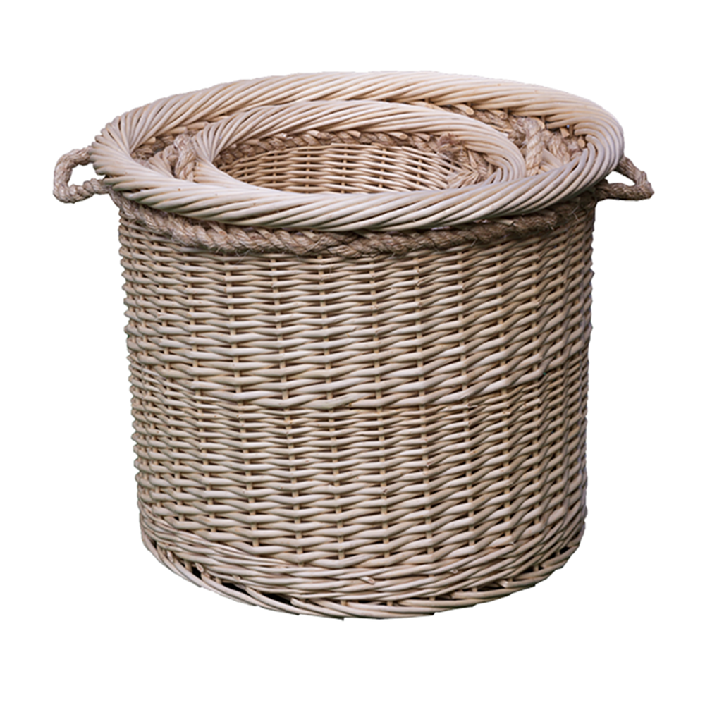 Wicker Set Of 3 Deluxe Rope Handled Unlined Log Baskets