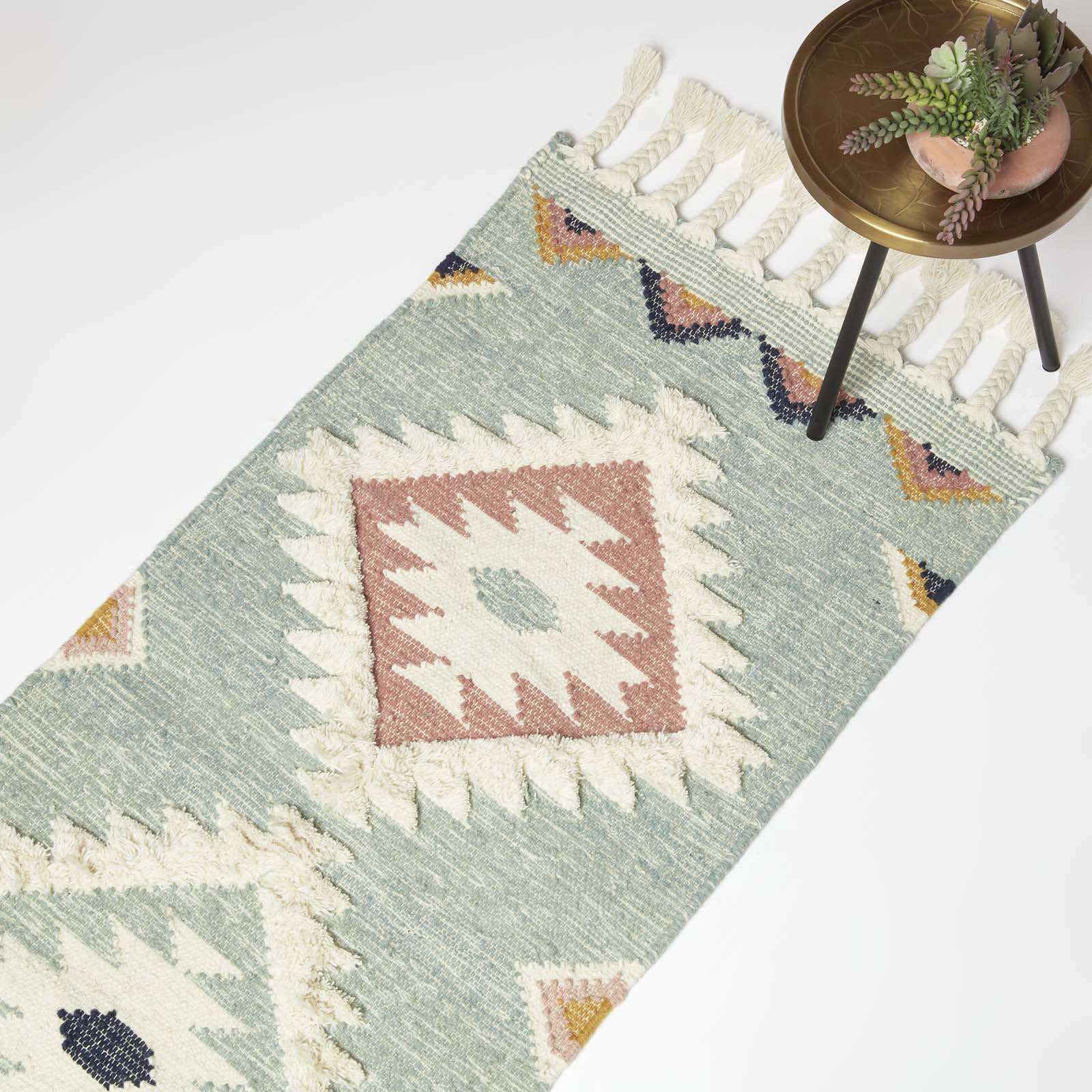 Tenali Blue Kilim Wool Rug | 200cm | Blue