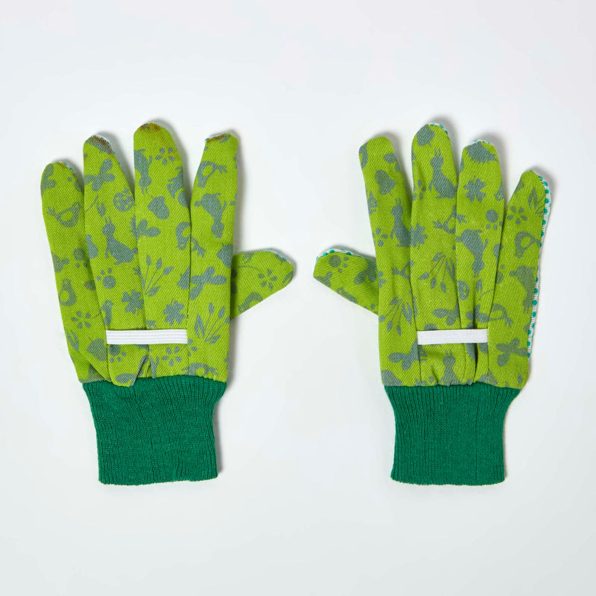 Children's Gardening Gloves With Green Floral Design | One Size | Green