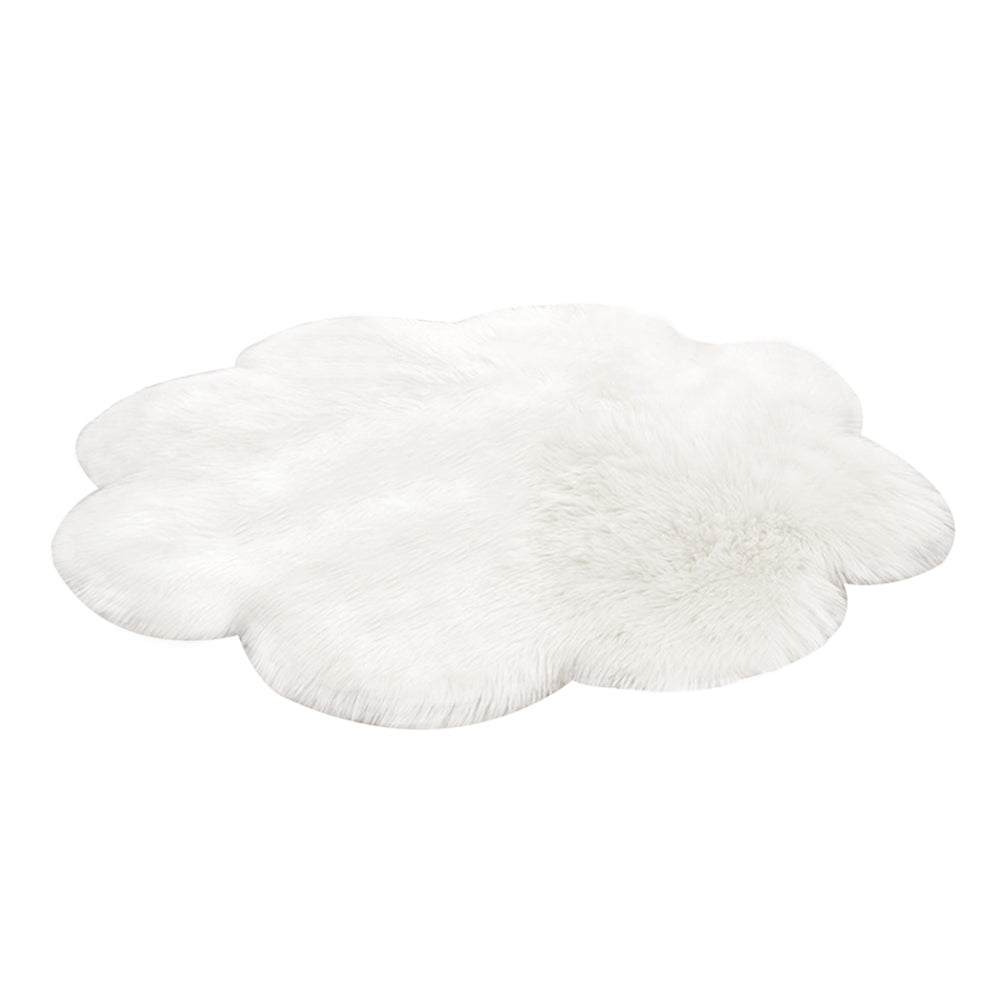 Flower Shaped Super Soft Shaggy Area Rug White