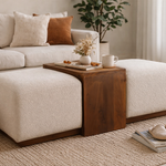 Arden Bench Duo Boucle-upholstered Seats, White And Brown