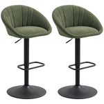 Swivel Bar Stools Set Of 2 Height Adjustable Bar Chairs | Dark Green