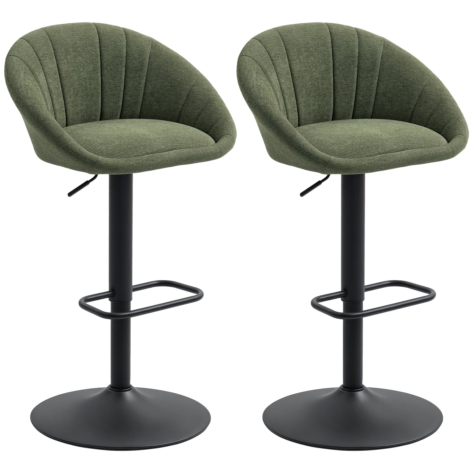 Swivel Bar Stools Set Of 2 Height Adjustable Bar Chairs | Dark Green