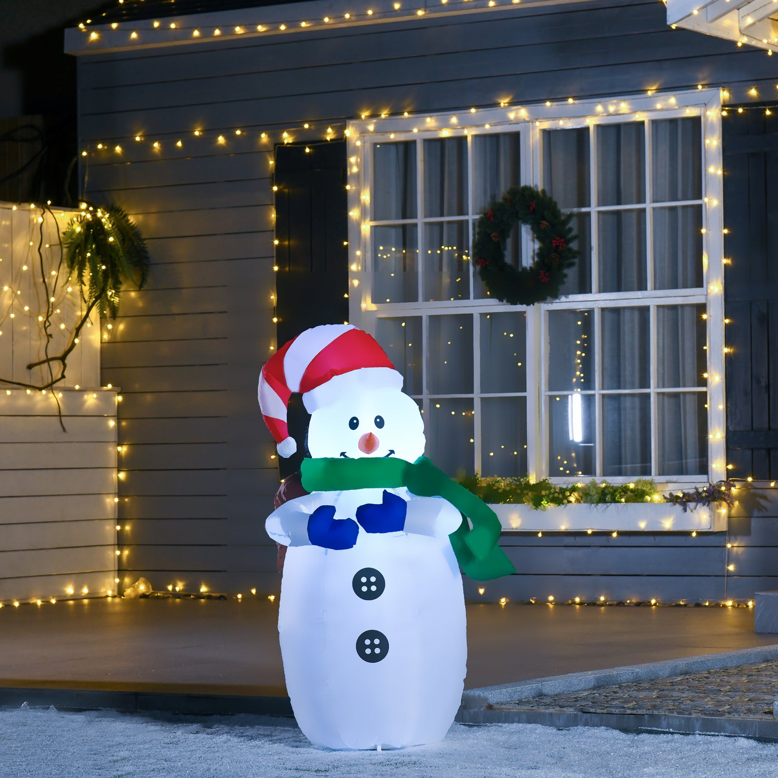 4ft Inflatable Christmas Snowman Decoration Led Lights For Lawn Garden