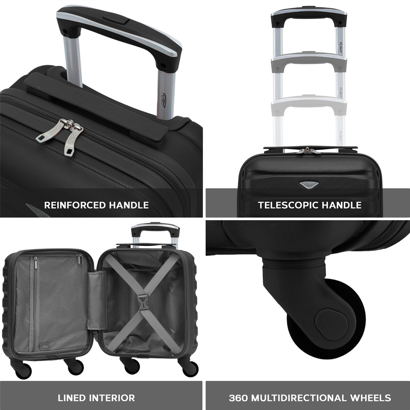 40x30x20cm Cabin Carry-on Suitcase - Lightweight, Durable, 4-wheel Luggage - 100+ Airlines Approved | Cabin | Black