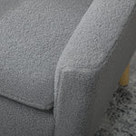 Modern Accent Chair With Wood Legs, Wide Seat, Teddy Armchair, Grey
