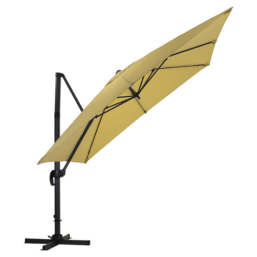 Large Square Patio Parasol With Durable Polyester Canopy, Pa Waterproof Coating, Adjustable Height, 360° Foot Pedal Rotation With Cross Base | One Size | Taupe
