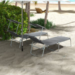 Reclining Sun Lounger Folding Recliner Garden Chair | Set of 2 | Dark Gray
