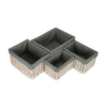 White Wash Grey Lined Open Storage Basket | Set-of-4 | Gray
