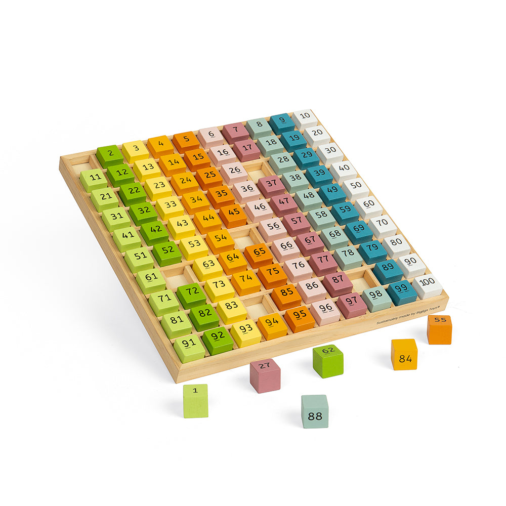 Wooden Number Counting Tray - 100 Piece Maths Game