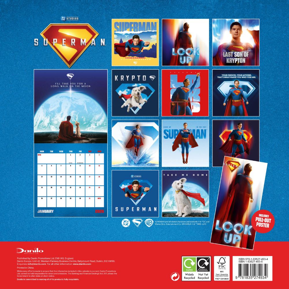 Superman Movie 2026 Square Calendar Official Product