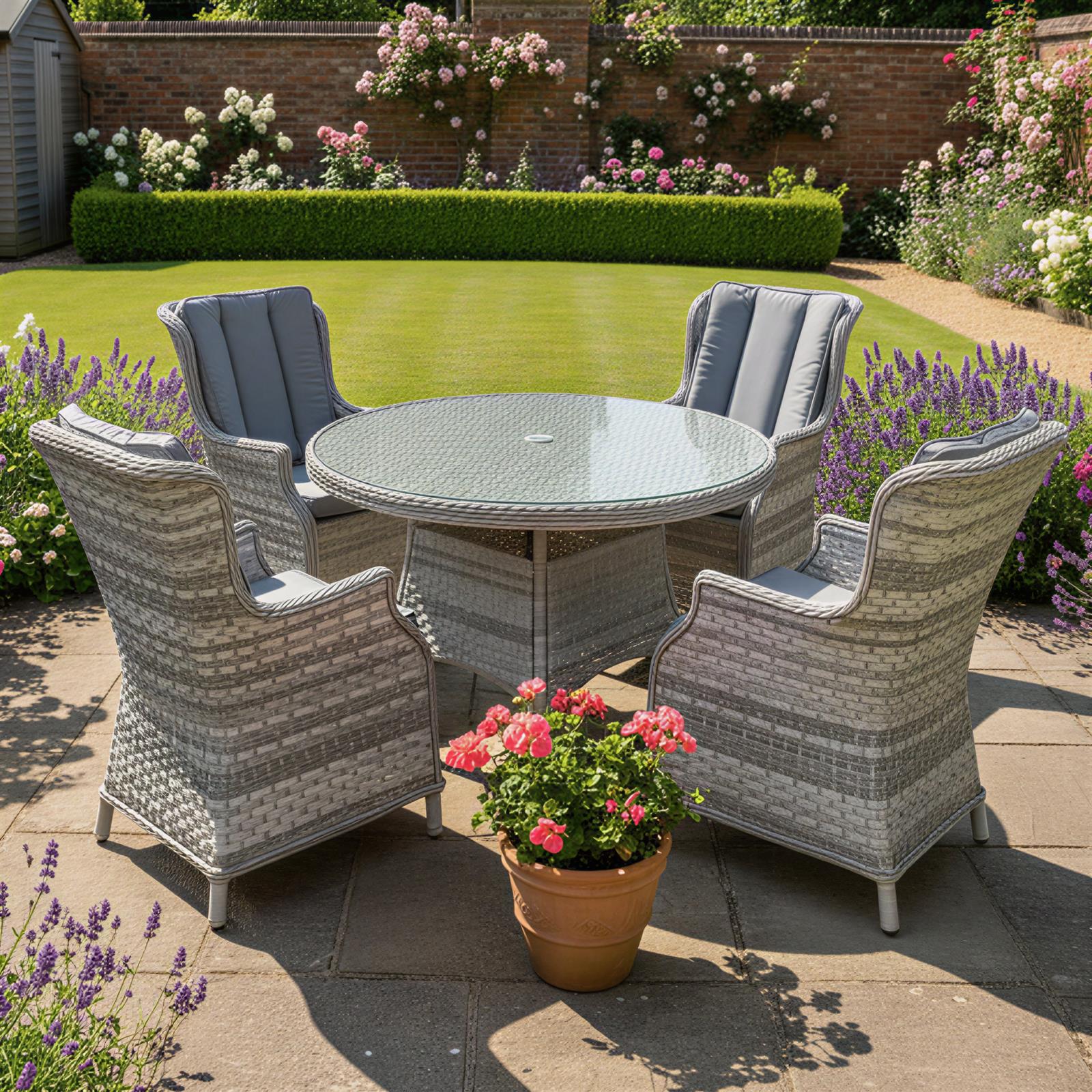 Knightsbridge Xl Rattan 4 Seat Dining Set | 4 Seat | Dove Grey