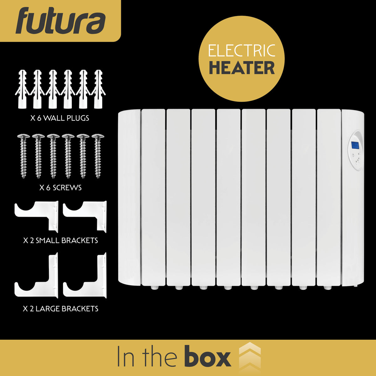 Electric Panel Heater Oil Filled Radiator Day Timer Wall Mounted Low Energy Retention Digital Thermostat Convector | 1500w | White