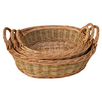 Set Of 3 Two Tone Green Oval With Handles Willow Trays