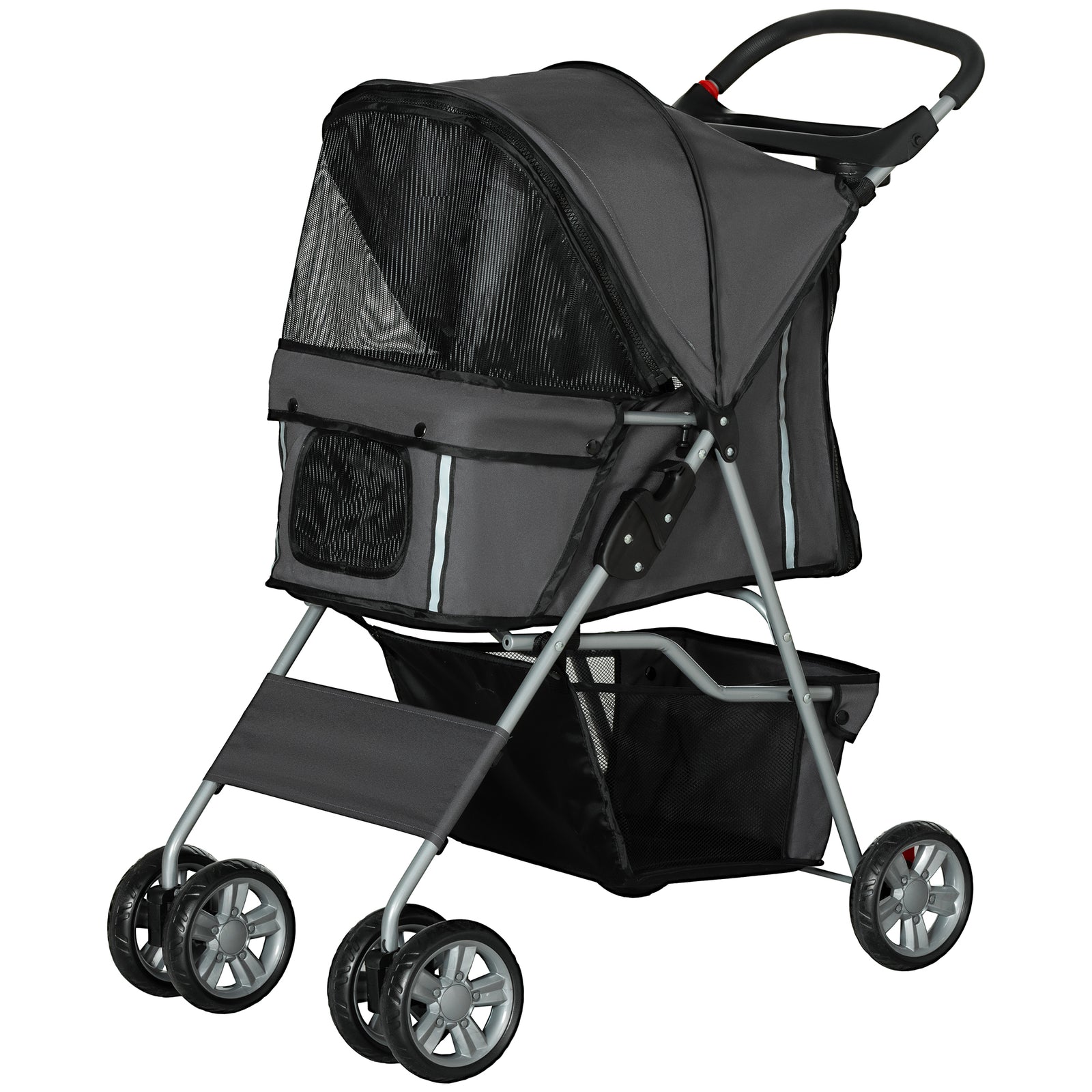Pet Stroller Carrier Foldable Deluxe Jogger Walk Travel Dog Cat | Charcoal Gray