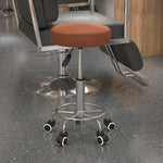 Round Pu Leather Salon Beautician Stool Adjustable Height | One Size | Brown