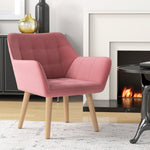 Velvet-feel Accent Chair With Arms Slanted Back Wood Legs | One Size | Pink