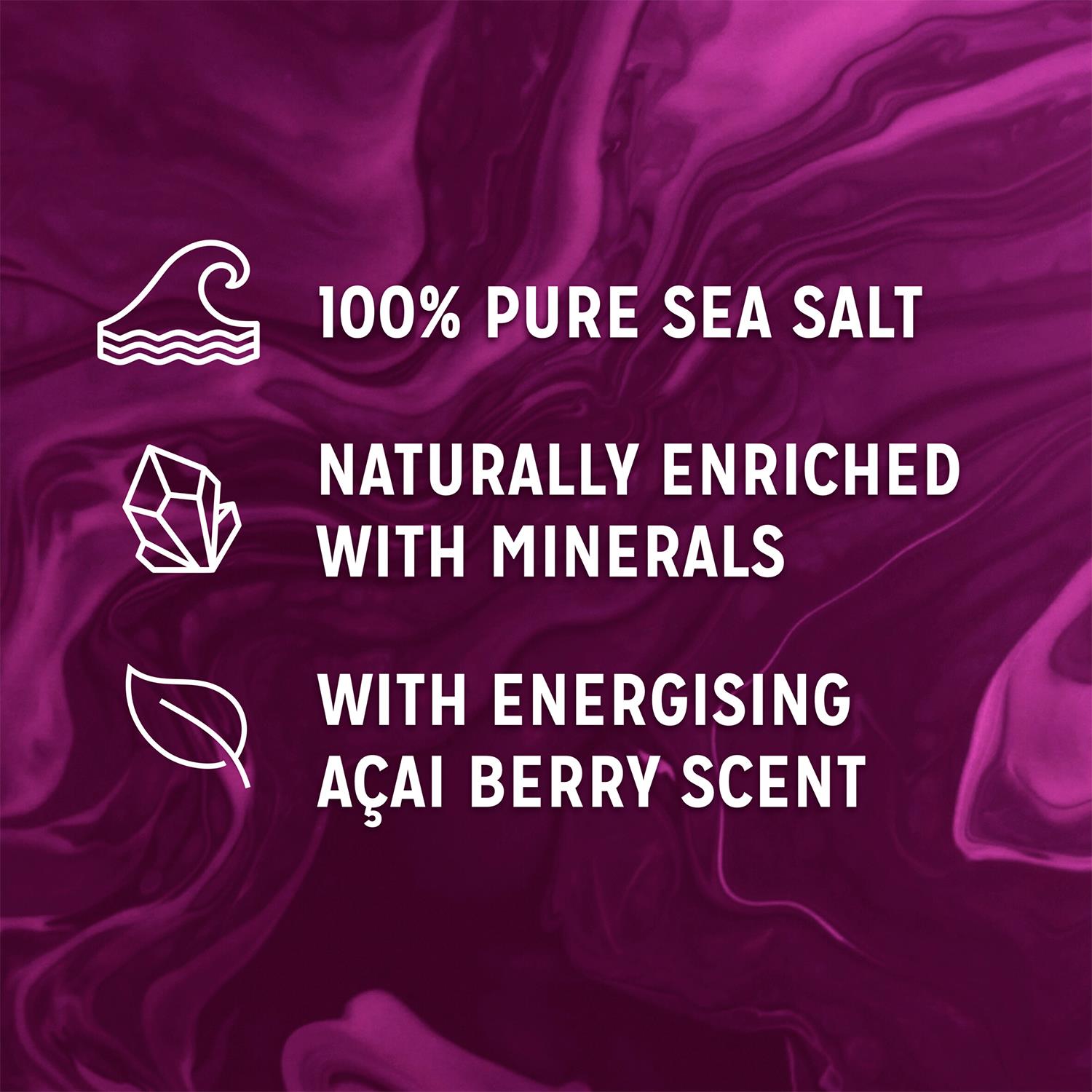 Bath Salts Detoxed Bath Therapy, Acai Berry, 3 Packs Of 900g | 3 | Purple