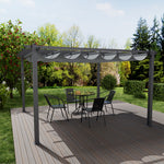 4m X 4m Aluminium Pergola With Retractable Roof,charcoal Grey,outdoor Garden Gazebos Water-resistant