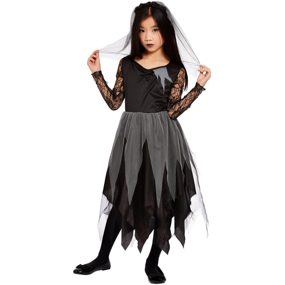 Girls Black Graveyard Bride Costume | Age 10-12