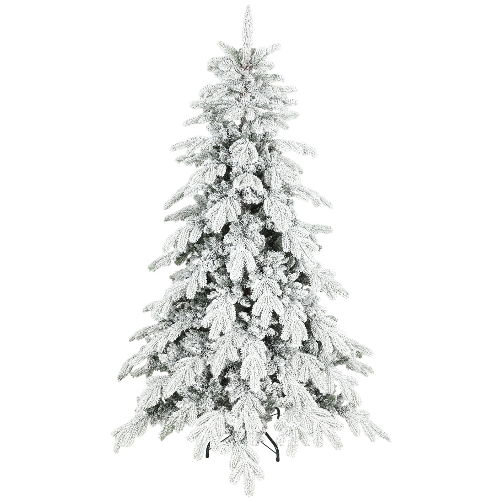 Christmas Tree With Flocked Realistic Tips, Hinged Xmas Tree | 6ft | Green