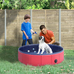Pawhut Pet Paddling Pool Cat Dog Indoor/ Outdoor Foldable 80cm Diameter | Maroon