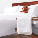 Organic Cotton Waffle Blanket/ Throw | 125cm x 150cm | White