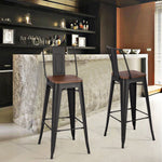 Set Of 2 Metal Frame Industrial Style High Chair Bar Stool | Set of 2