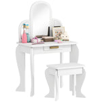 Kids Dressing Table Set Kids Vanity Set W/ Drawer, Mirror | White
