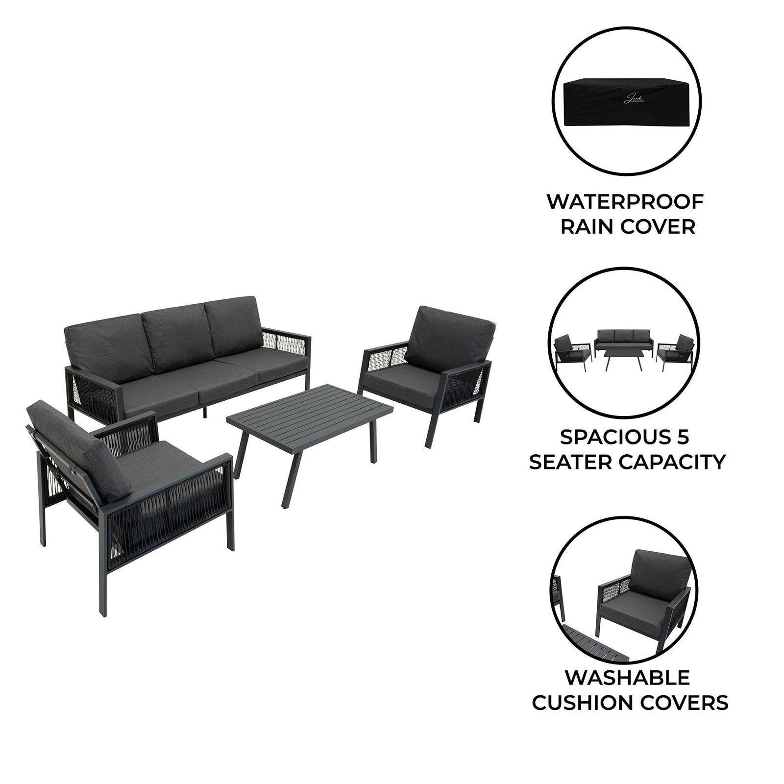 Aluminium 4 Piece Sofa Set | Anthracite