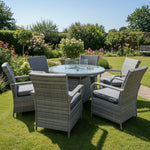 Windsor Xl Rattan 6 Seat Firepit Dining Set | 6 Seat | Mixed Grey