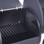 2-in-1 Charcoal Grill & Smoker Combo, Barrel BBQ with Offset Smoker, Outdoor Barbecue with Wheels, Thermometer & Side Shelf