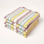 Striped Seat Pad With Button Straps 100% Cotton, 40 X 40 Cm | Set-of-4 | Osaka Green