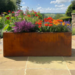 Corten Steel Trough Planter - Pre-rusted | 75cm x 32cm x 32cm | Brown