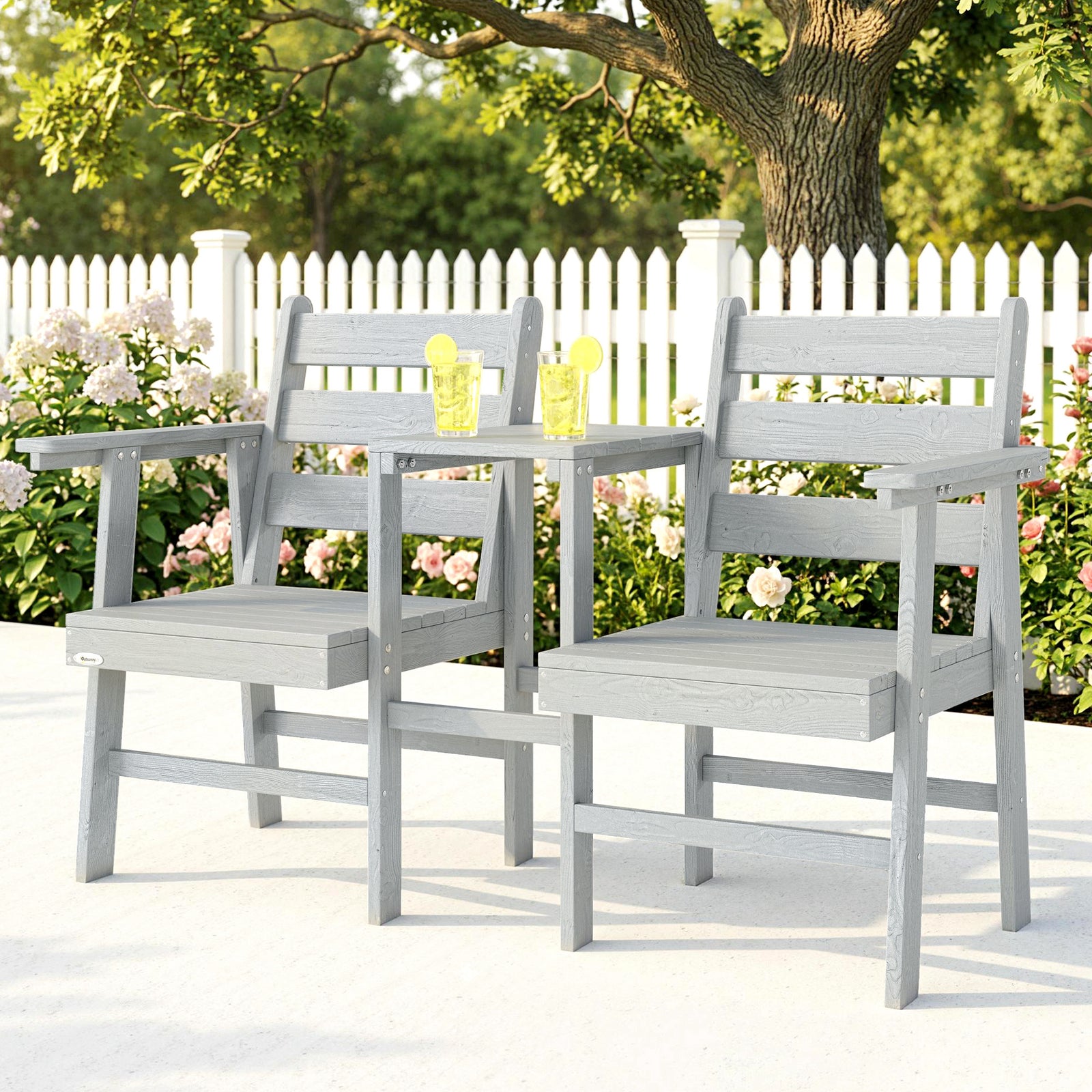 Garden Loveseat, Embossed Wood Jack And Jill Garden Seat | Grey