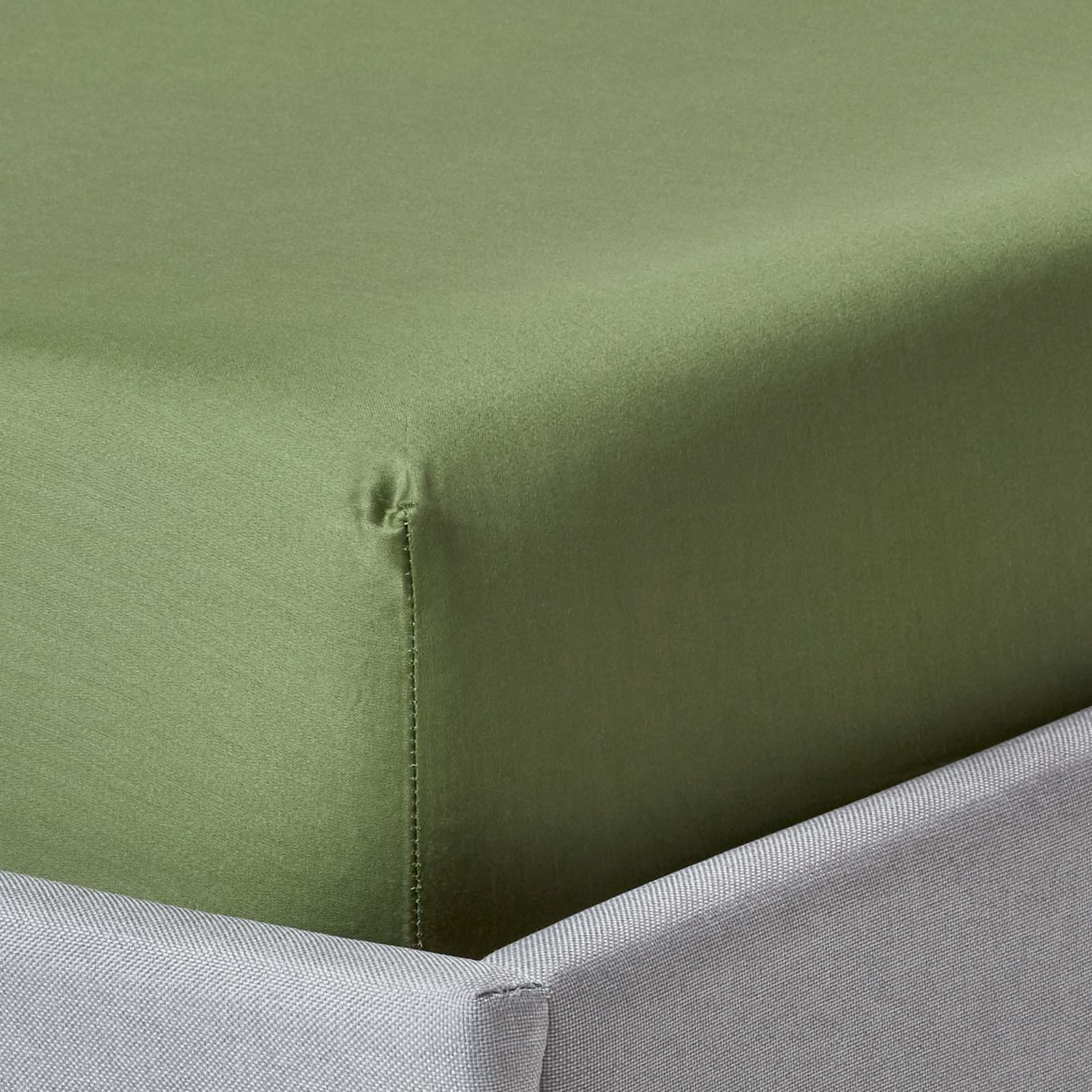 Organic Cotton Fitted Sheet 400 Tc | Single | Moss Green