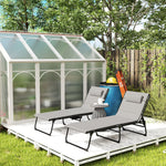 Folding Sun Loungers Set Of 2, Reclining Sun Bed | Light Grey