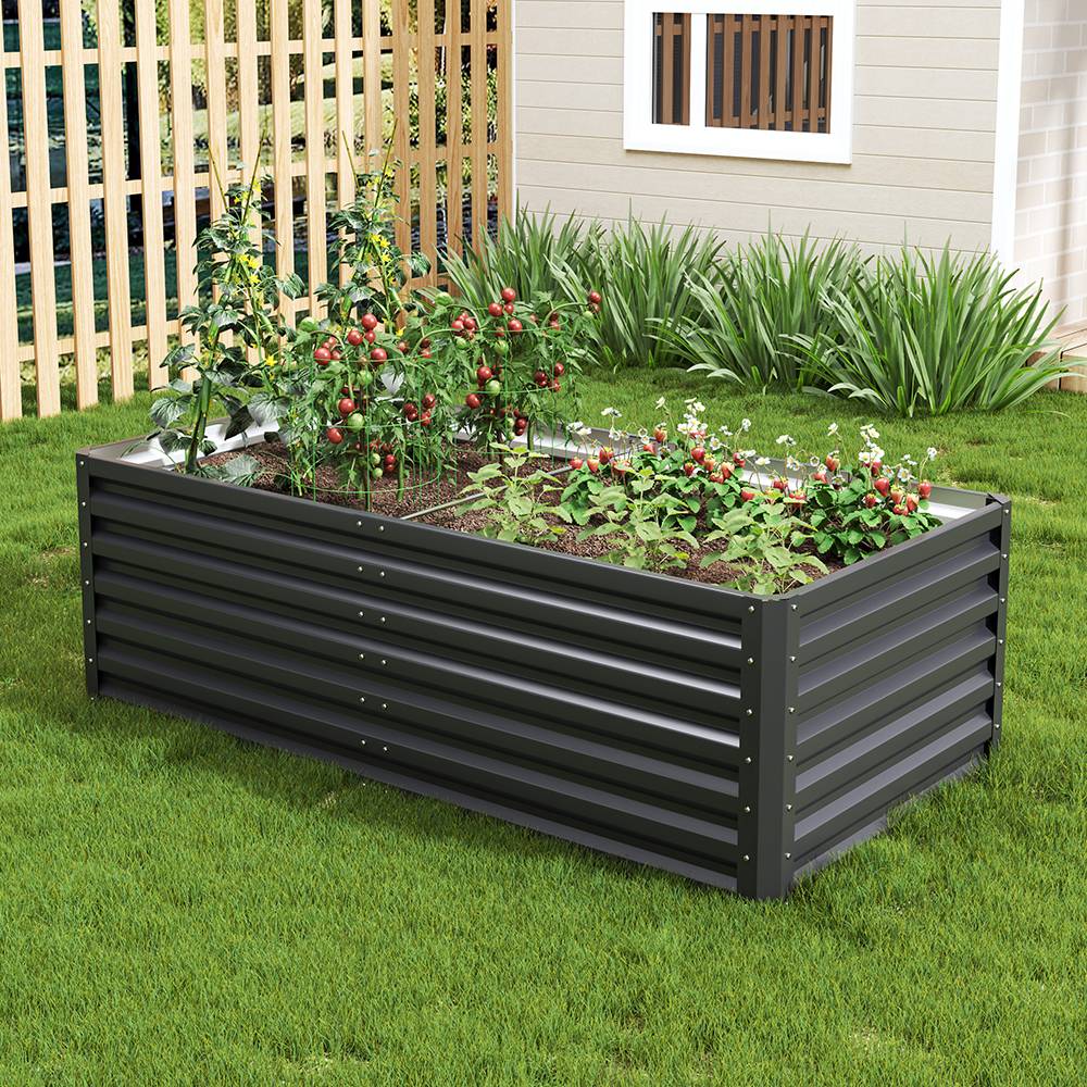 Rectangular Raised Garden Bed Raised Planters For Garden Outdoor | Charcoal Black