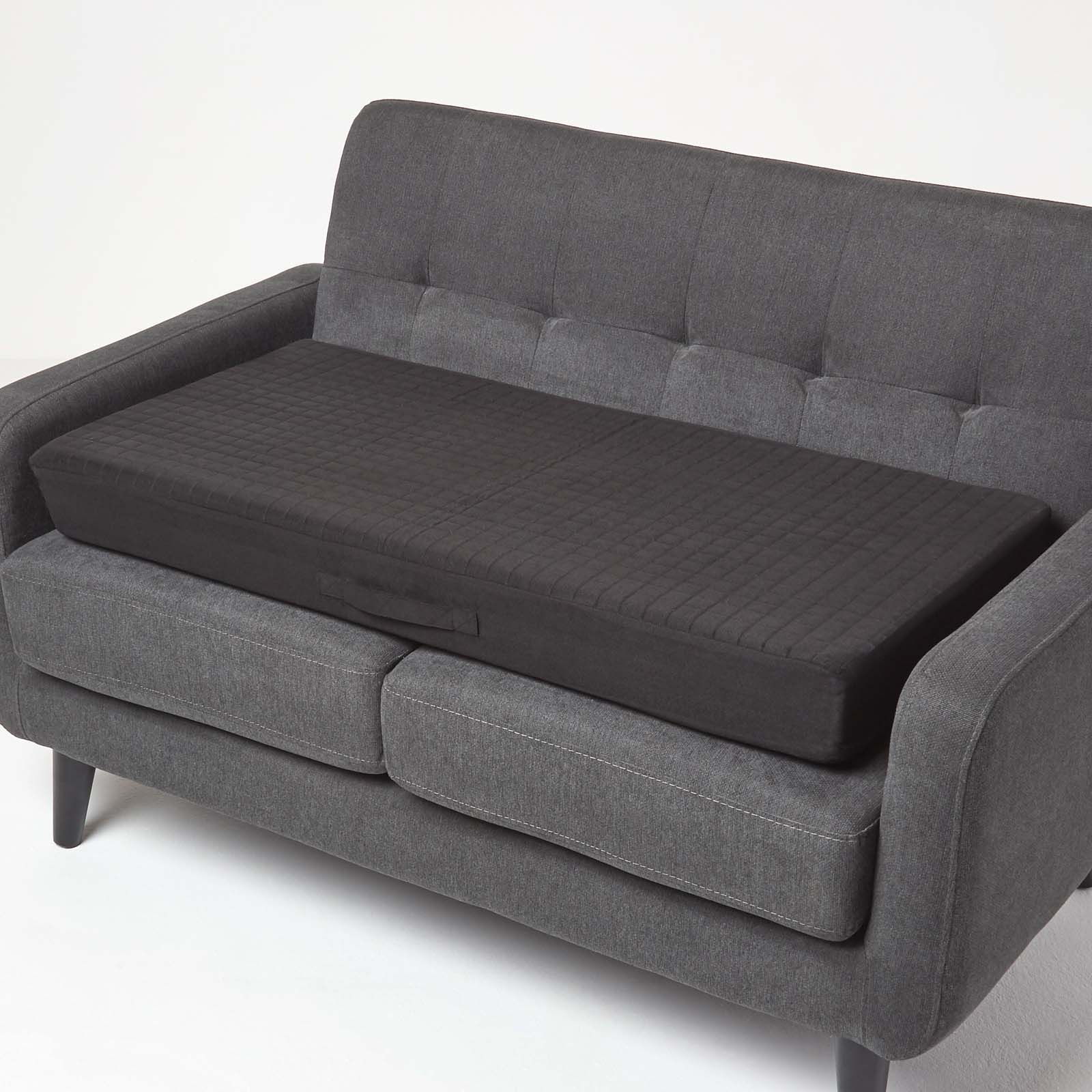 Faux Suede Orthopaedic Foam 2 Seater Booster Cushion | 50cm x 100cm | Black