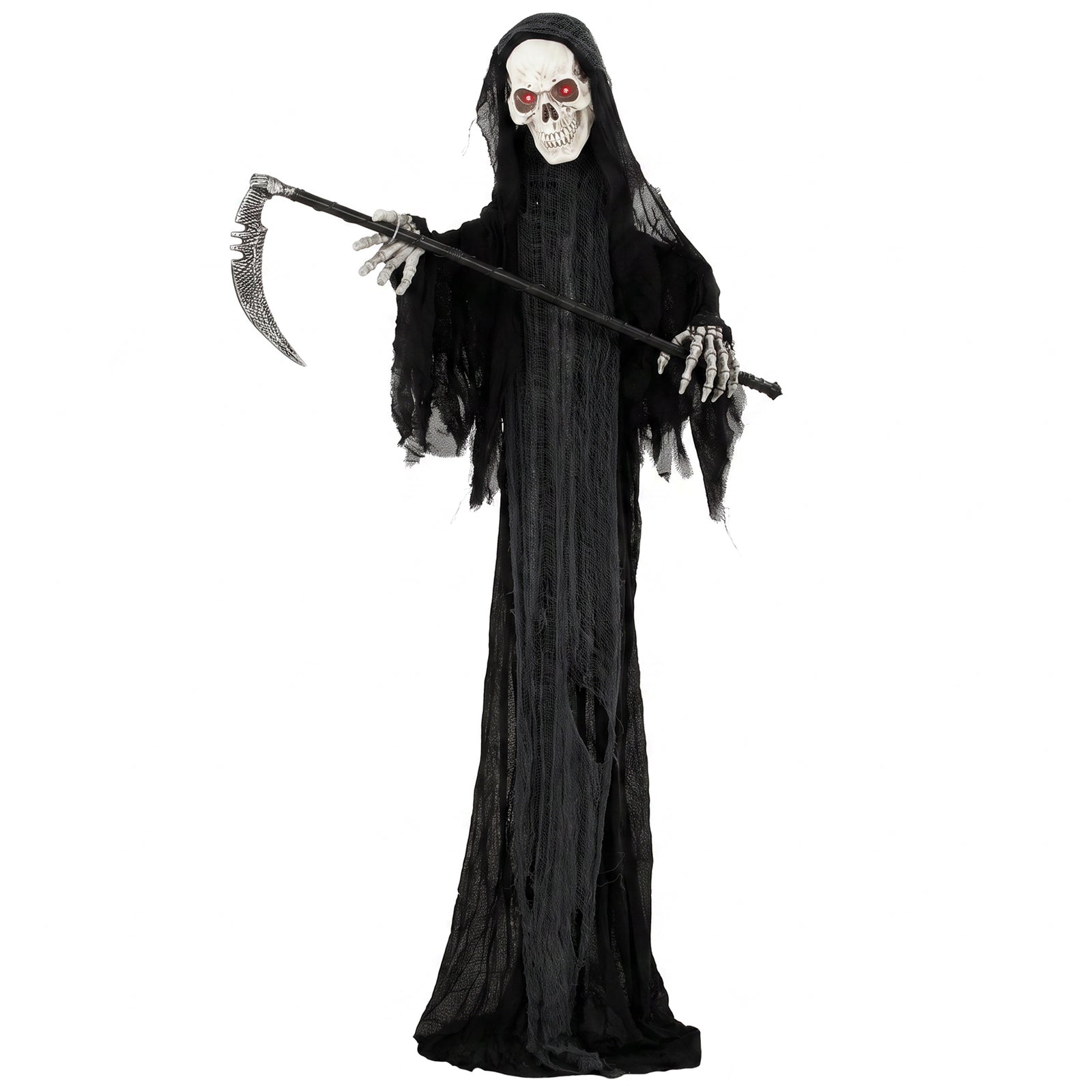 HOMCOM 72"/183cm Life Size Animated Grim Reaper Halloween Decoration