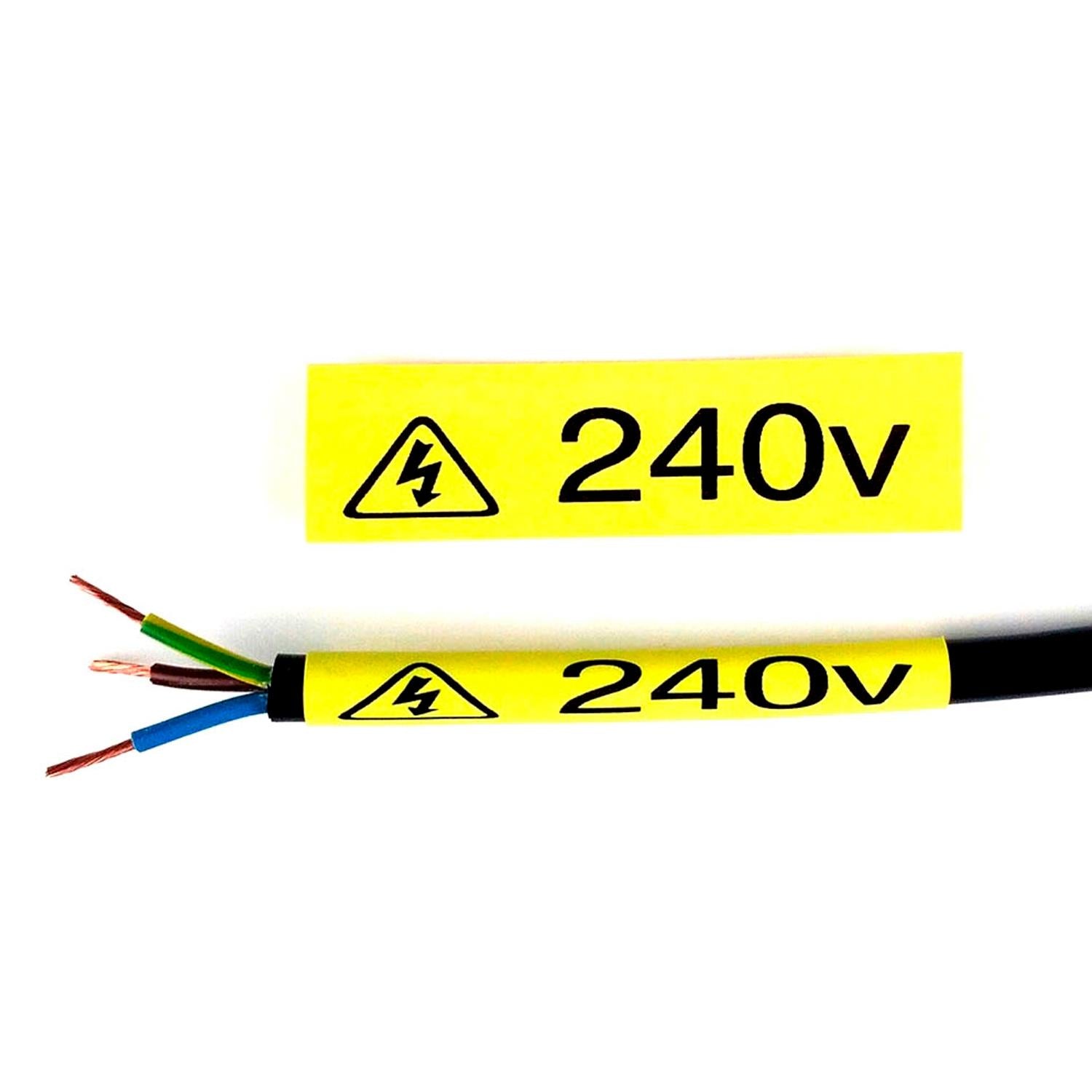 Rhino Heat Shrink Label Tubes Industrial 19mm X 1.5m Black Print On Yellow