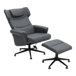 Faux Leather Swivel Armchair With Footstool | Grey